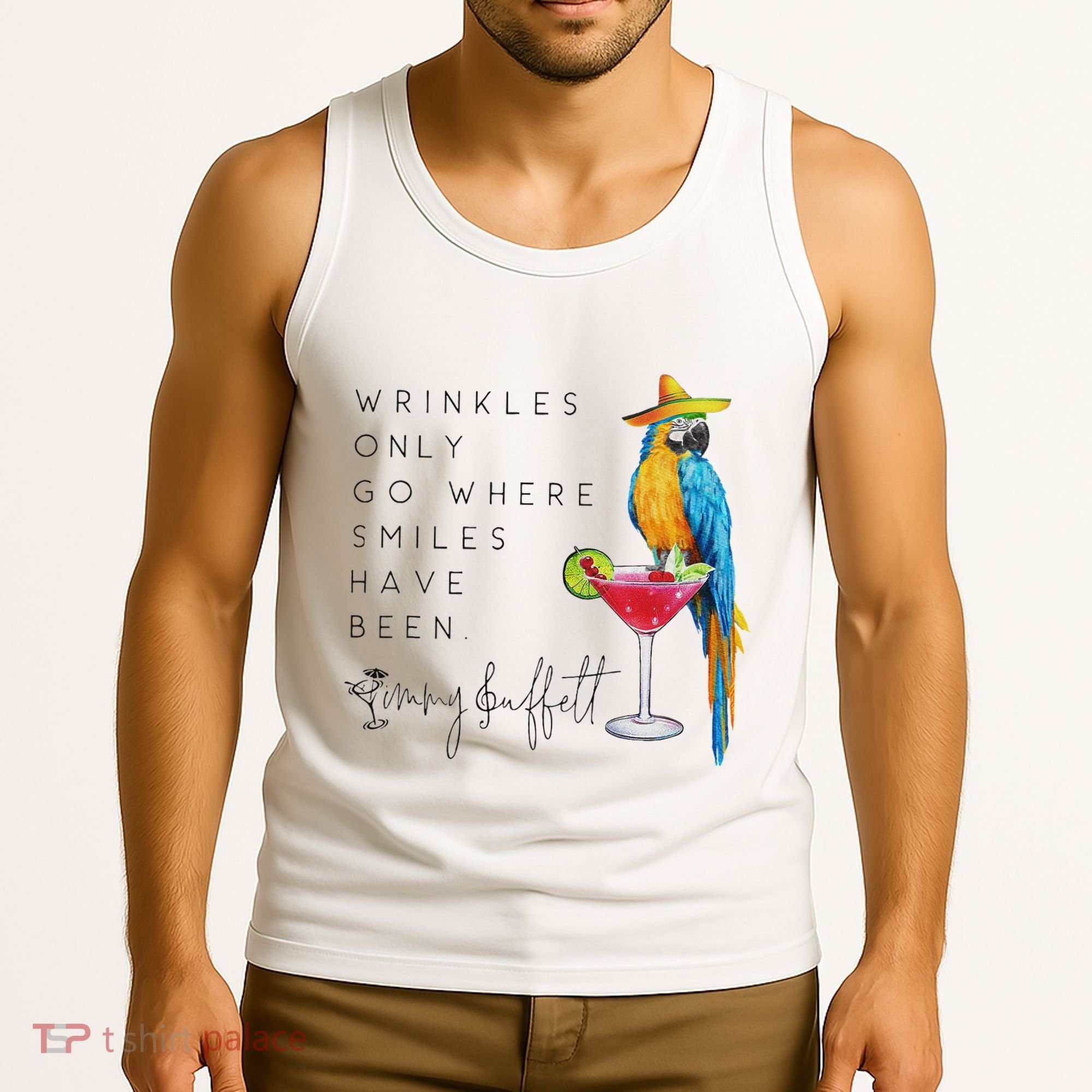 Wrinkles Only Go Where Smiles Have Been Cute Parrot Mexican Tank Top