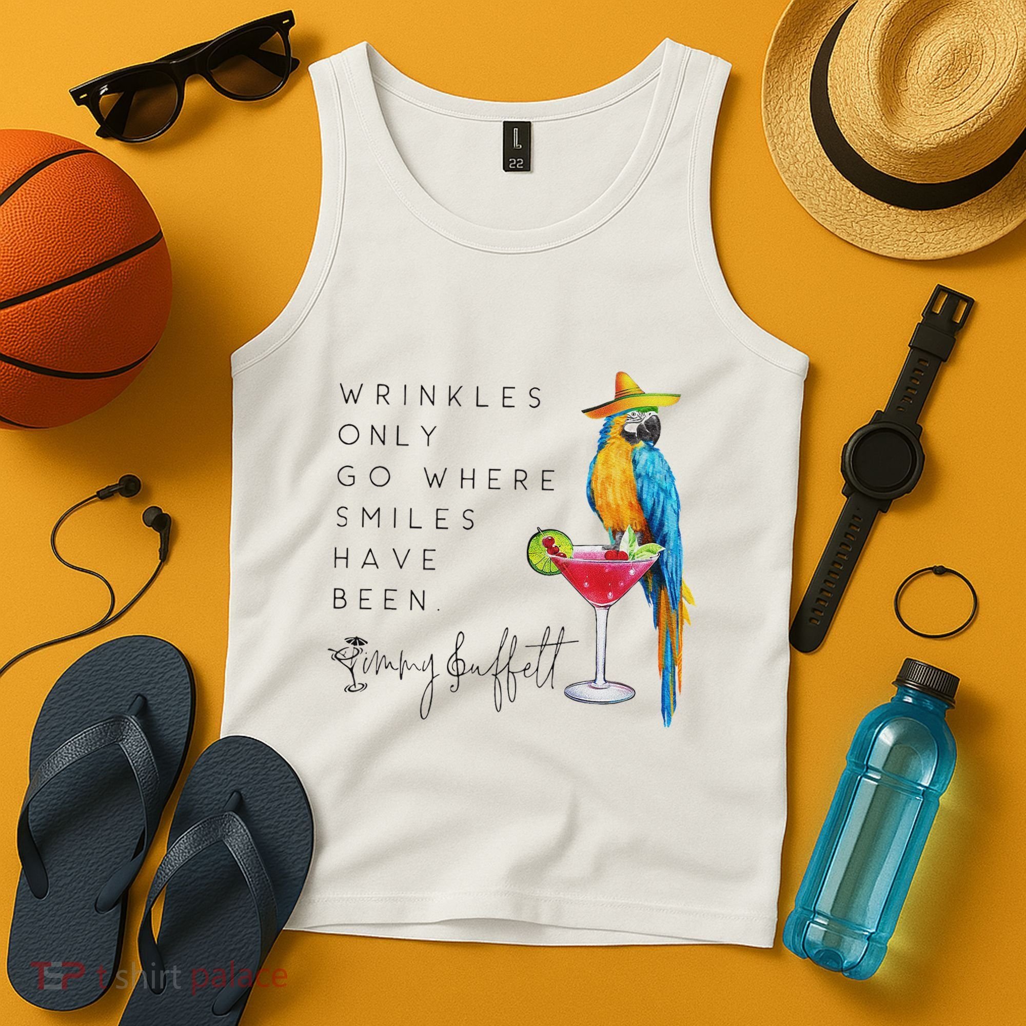Wrinkles Only Go Where Smiles Have Been Cute Parrot Mexican Tank Top