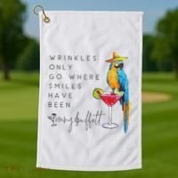 Wrinkles Only Go Where Smiles Have Been Cute Parrot Mexican Golf Towel thumb 1
