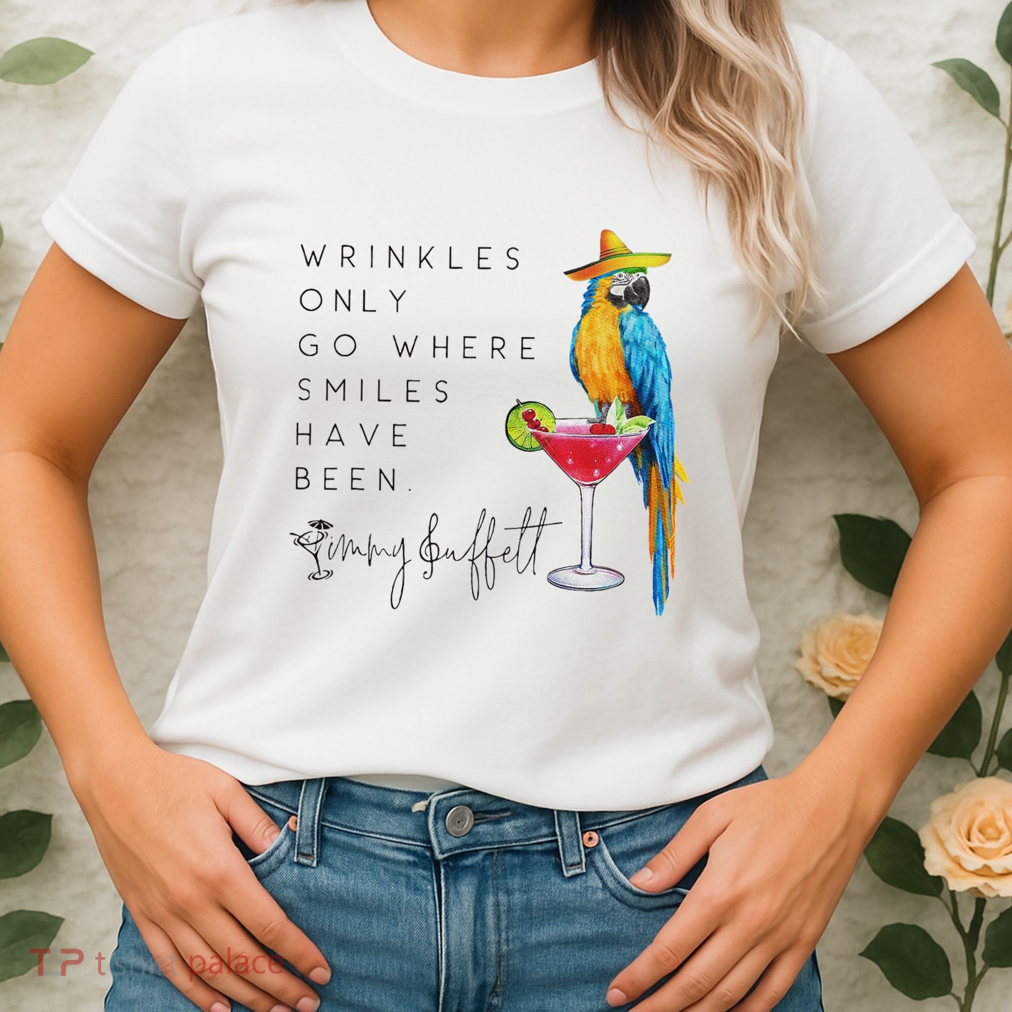 Wrinkles Only Go Where Smiles Have Been Cute Parrot Mexican Women's T-Shirt