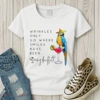 Wrinkles Only Go Where Smiles Have Been Cute Parrot Mexican Women's T-Shirt thumb 3