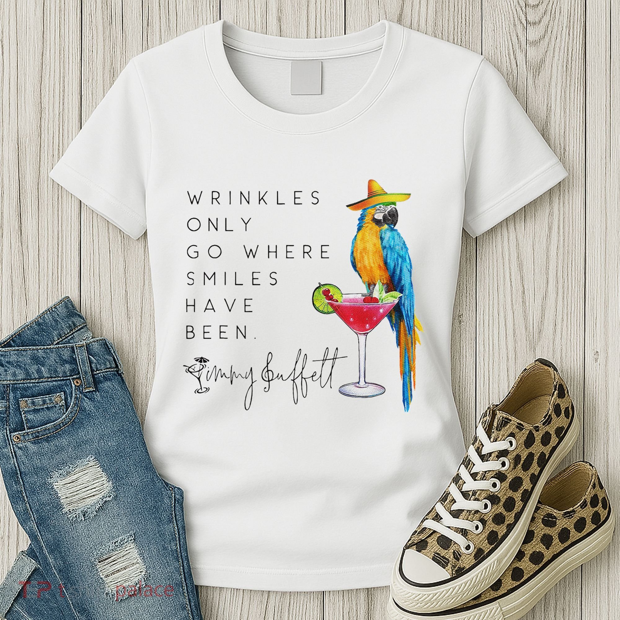 Wrinkles Only Go Where Smiles Have Been Cute Parrot Mexican Women's T-Shirt
