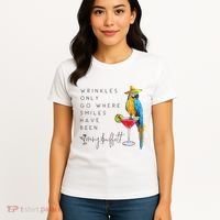 Wrinkles Only Go Where Smiles Have Been Cute Parrot Mexican Women's T-Shirt thumb 4