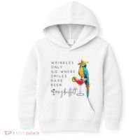 Wrinkles Only Go Where Smiles Have Been Cute Parrot Mexican Kids Hoodie thumb 0