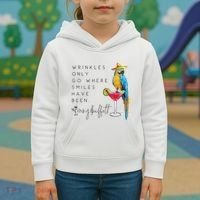 Wrinkles Only Go Where Smiles Have Been Cute Parrot Mexican Kids Hoodie thumb 3