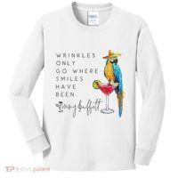 Wrinkles Only Go Where Smiles Have Been Cute Parrot Mexican Kids Long Sleeve Shirt thumb 0