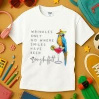 Wrinkles Only Go Where Smiles Have Been Cute Parrot Mexican Kids T-Shirt thumb 3