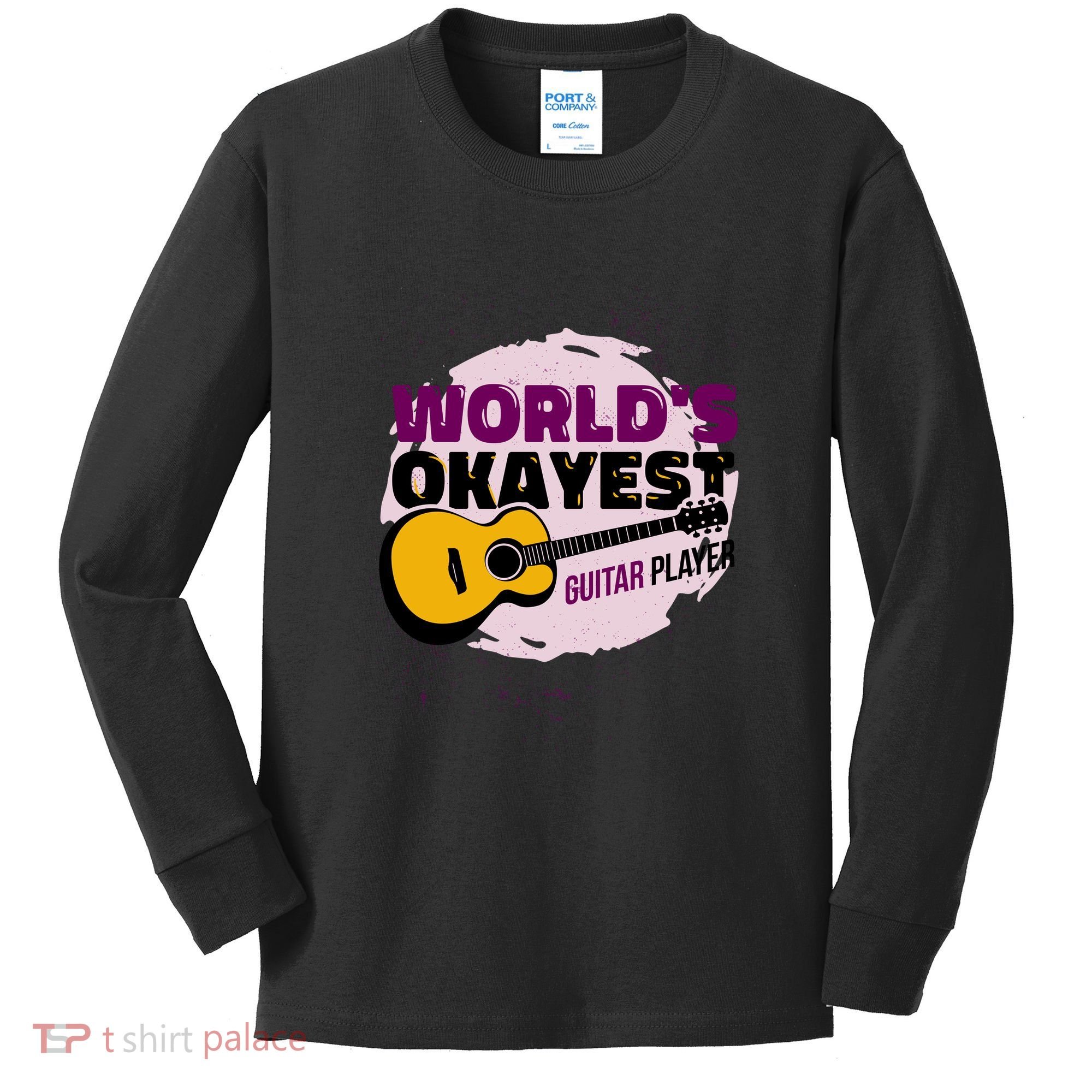 World's Okayest Guitar Player Kids Long Sleeve Shirt