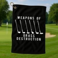 Weapons Of Grass Destruction Golf Lover Golfer Golfing Golf Towel thumb 1