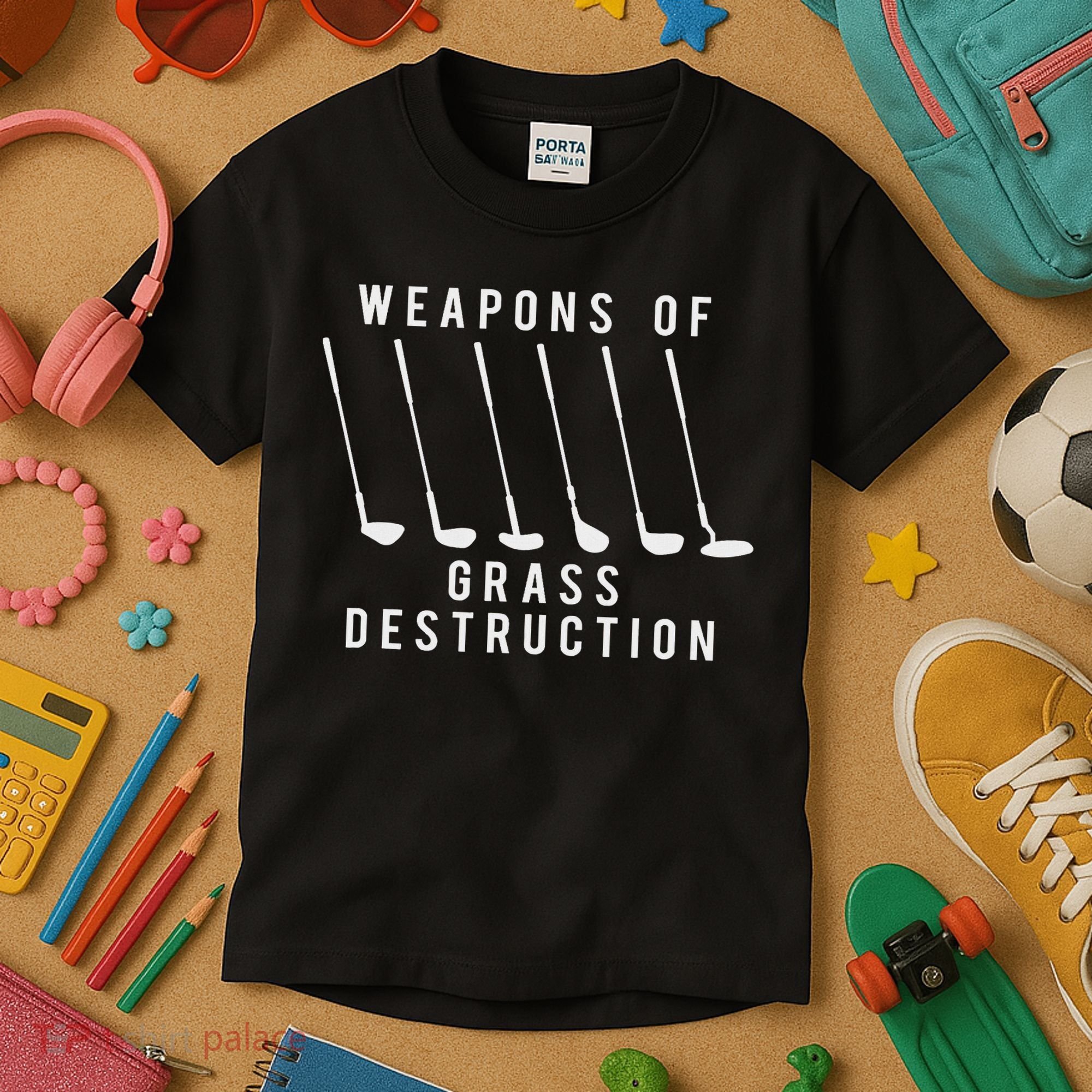 Weapons Of Grass Destruction Golf Lover Golfer Golfing Kids T-Shirt