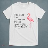 Wrinkles Only Go Where Smiles Have Been Cute Flamingo T-Shirt thumb 5