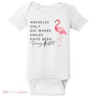Wrinkles Only Go Where Smiles Have Been Cute Flamingo Baby Bodysuit thumb 0