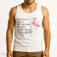 Wrinkles Only Go Where Smiles Have Been Cute Flamingo Tank Top thumb 3