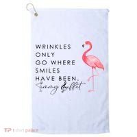 Wrinkles Only Go Where Smiles Have Been Cute Flamingo Golf Towel thumb 0