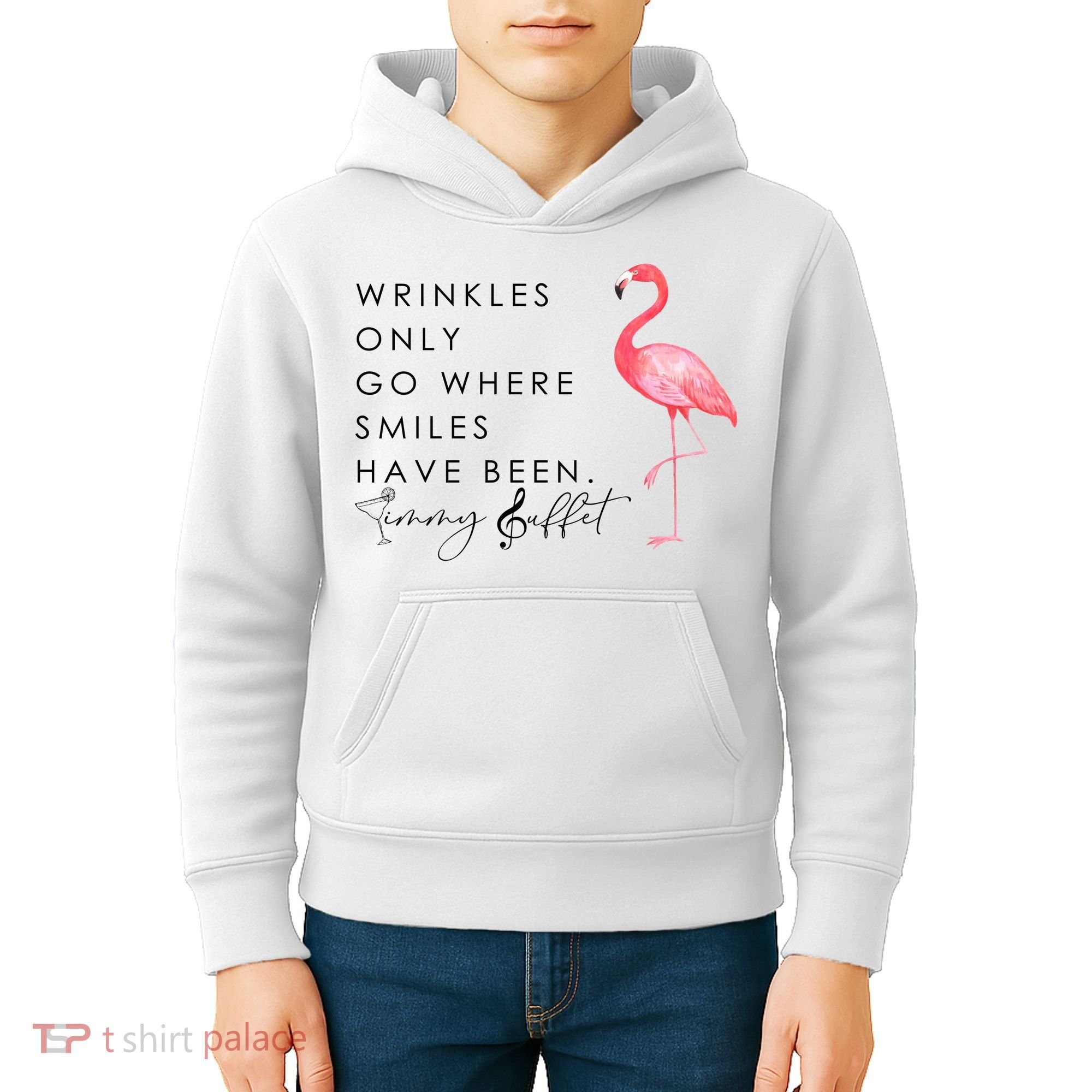 Wrinkles Only Go Where Smiles Have Been Cute Flamingo Kids Hoodie