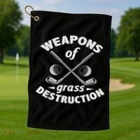 Weapons Of Grass Destruction Golf Golfer Golfing Golf Towel thumb 1