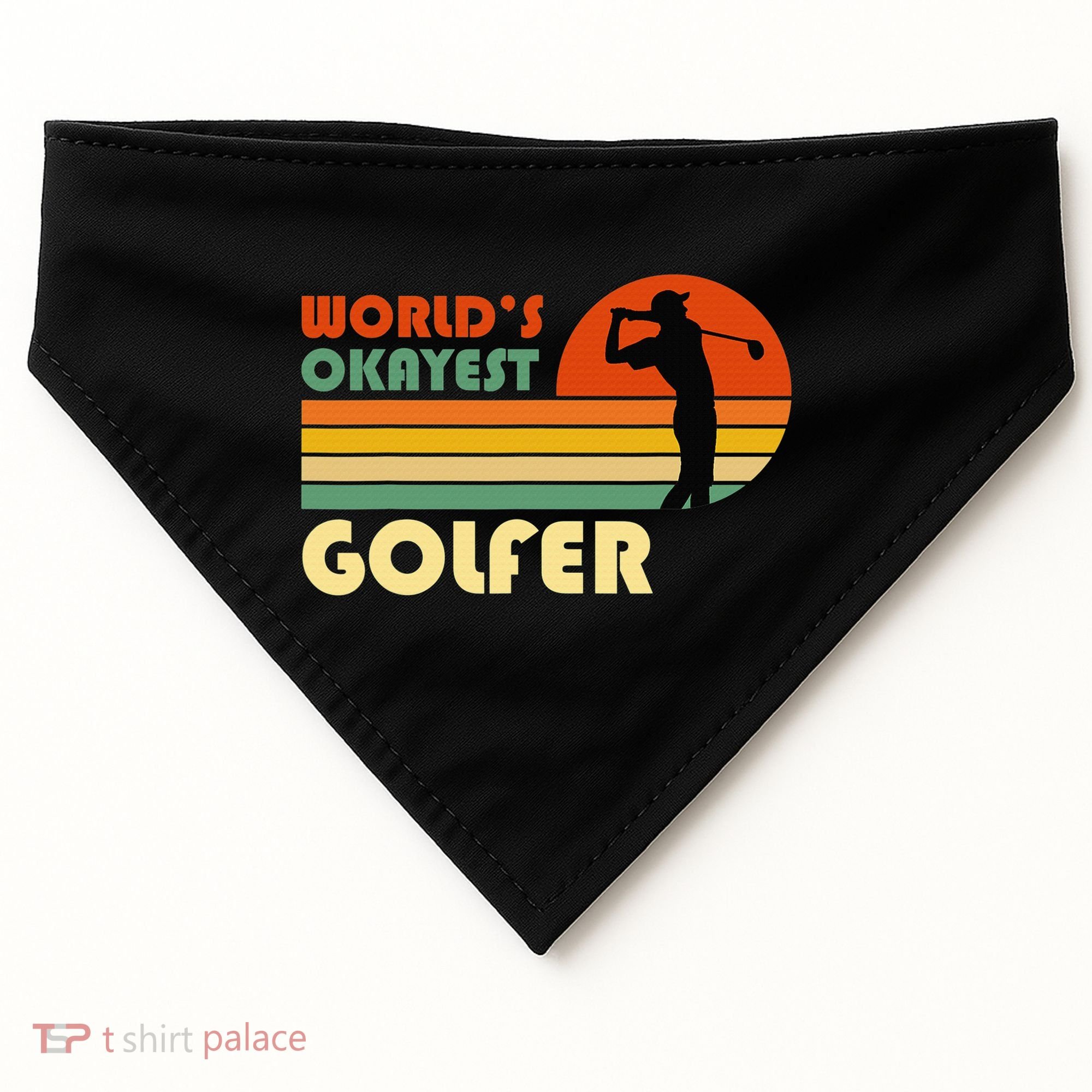 World's Okayest Golfer Funny Golf Retro USA-Made Doggie Bandana