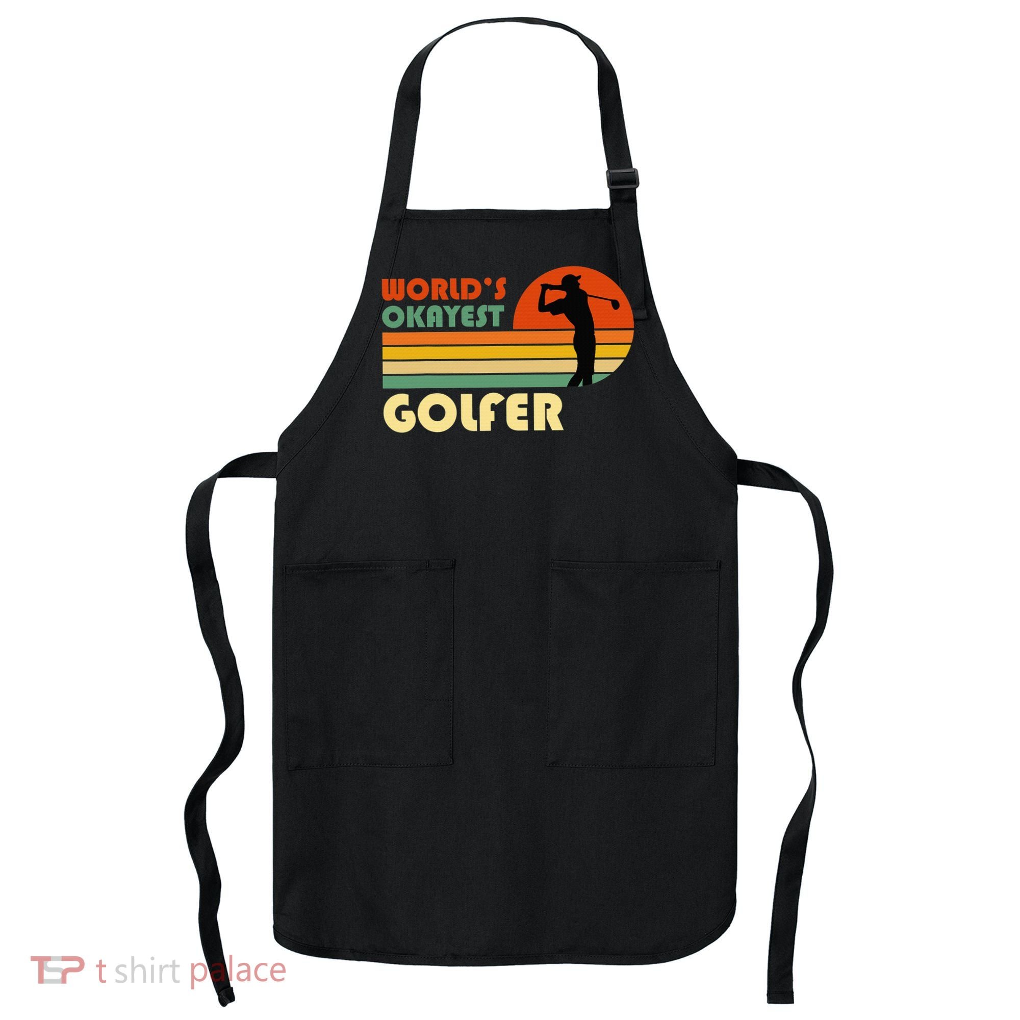 World's Okayest Golfer Funny Golf Retro Apron