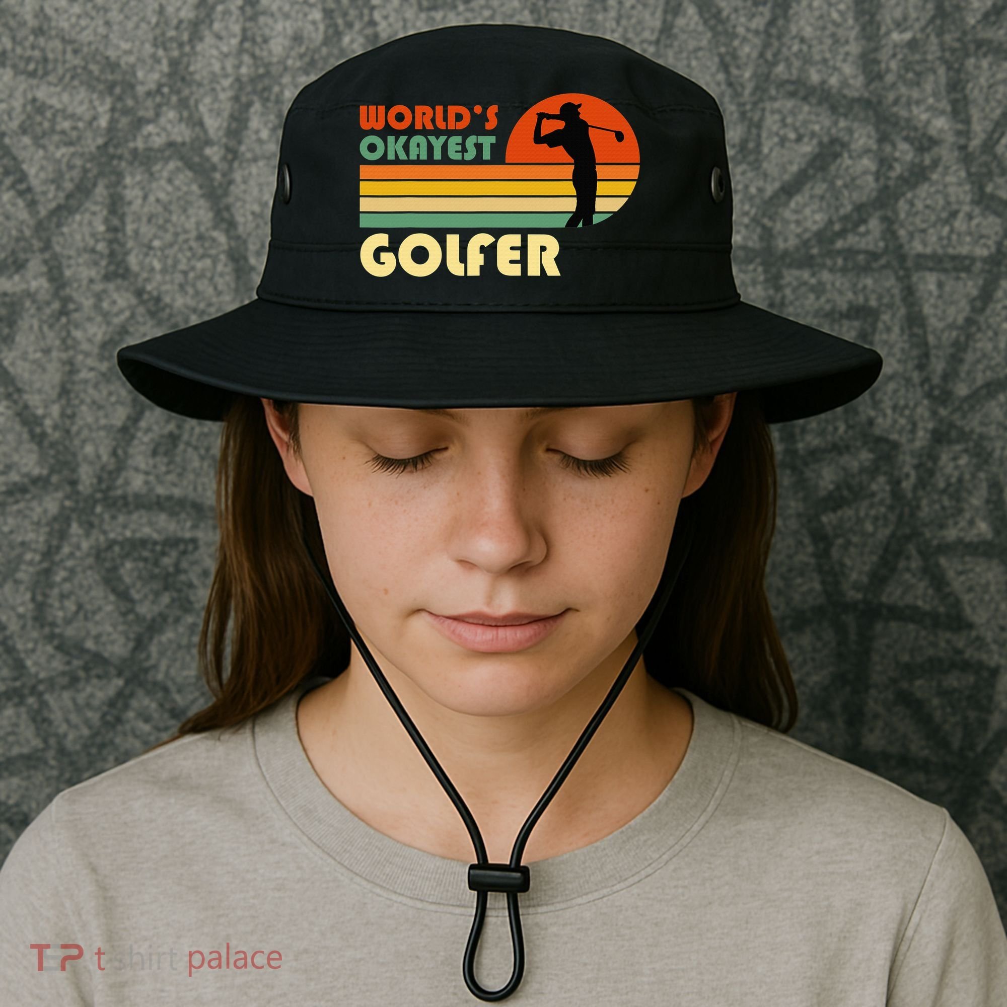 World's Okayest Golfer Funny Golf Retro Bucket Hat