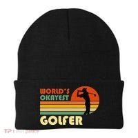 World's Okayest Golfer Funny Golf Retro Beanie thumb 0