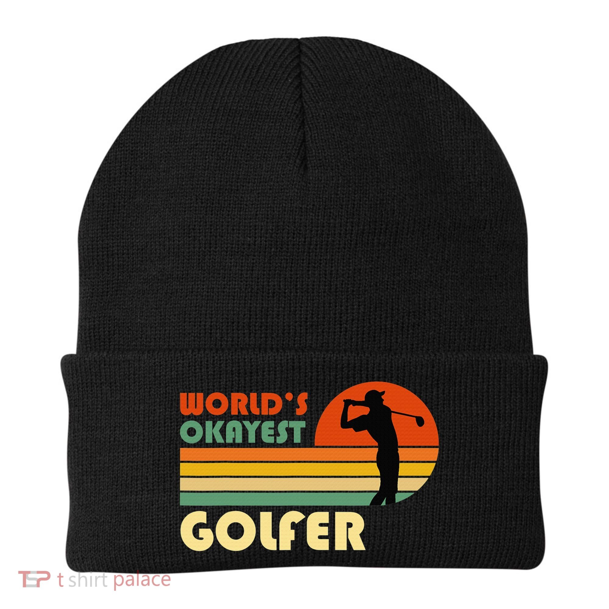 World's Okayest Golfer Funny Golf Retro Beanie