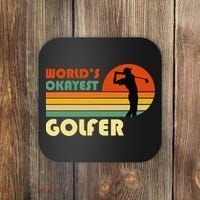 World's Okayest Golfer Funny Golf Retro Coaster thumb 0