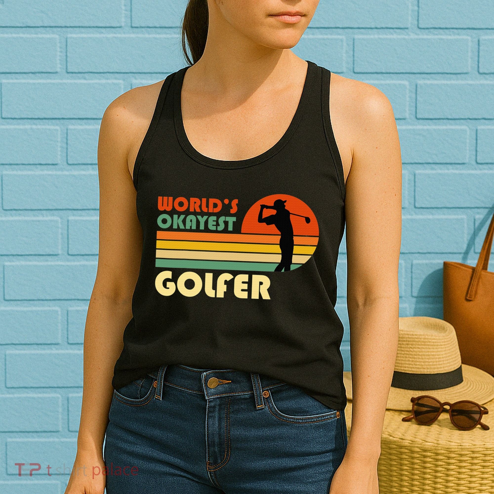 World's Okayest Golfer Funny Golf Retro Women's Tank Top