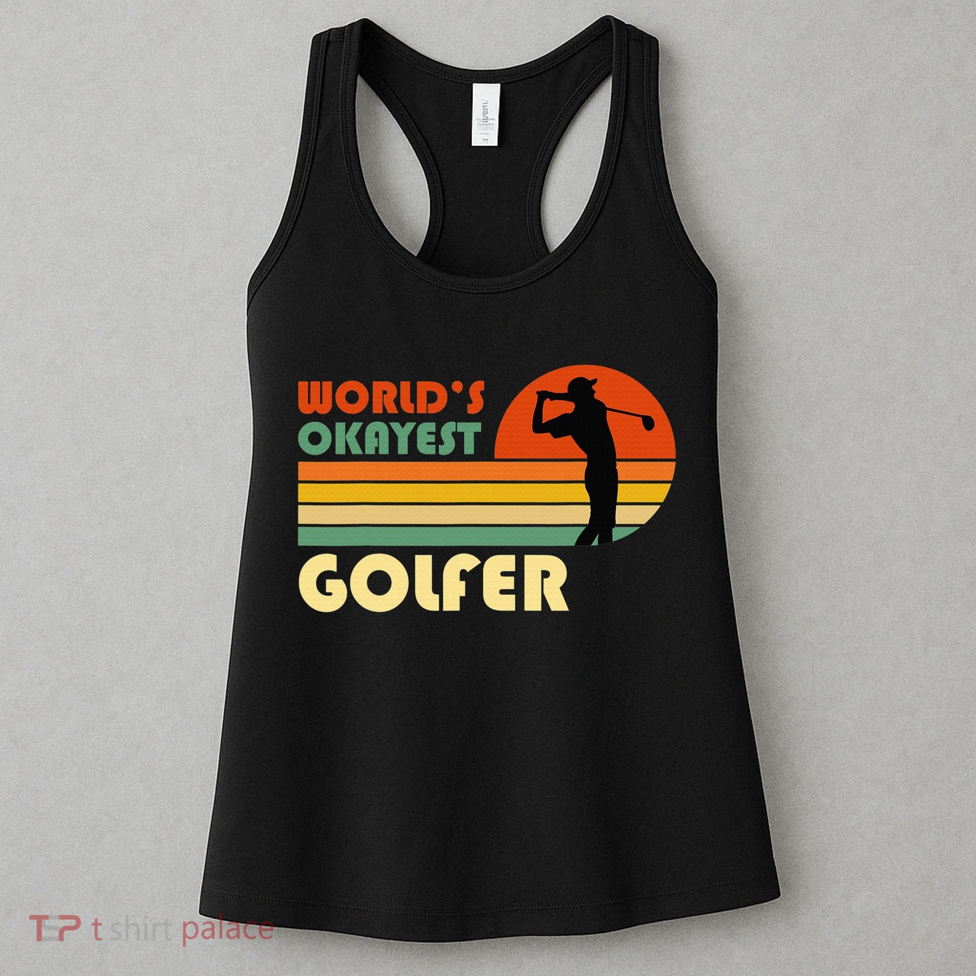 World's Okayest Golfer Funny Golf Retro Women's Tank Top