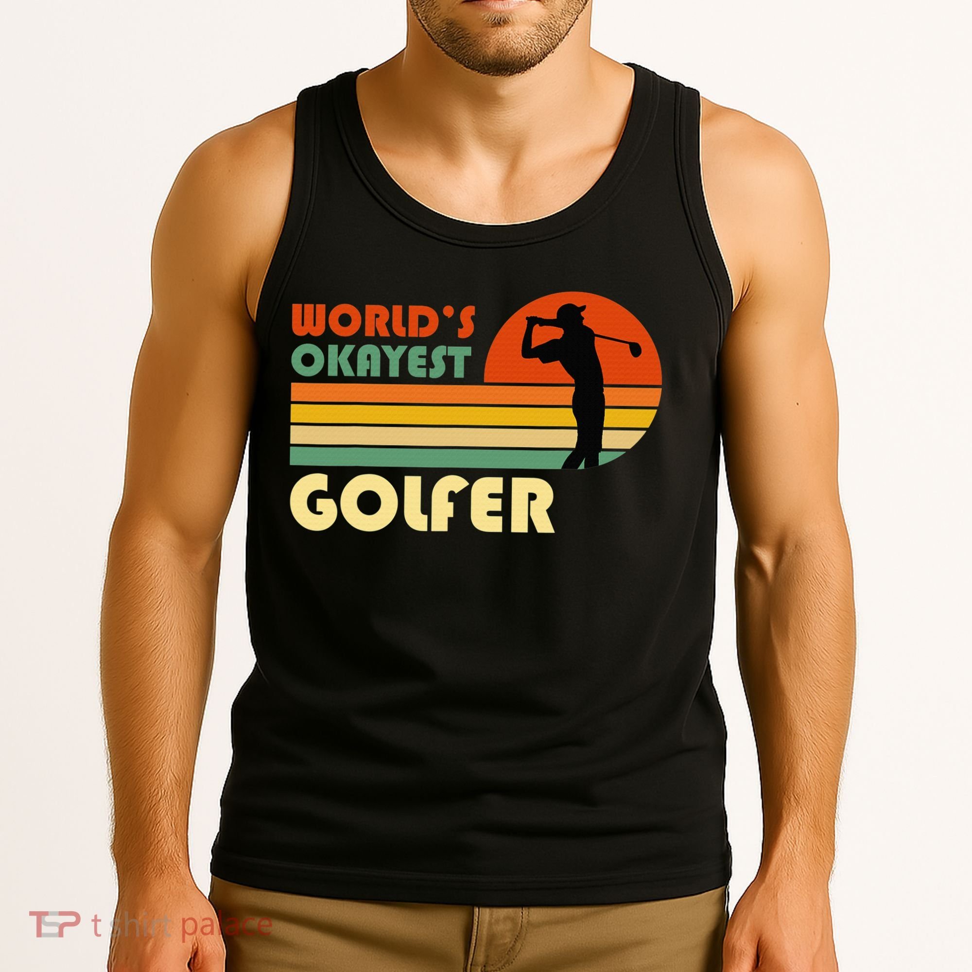 World's Okayest Golfer Funny Golf Retro Tank Top