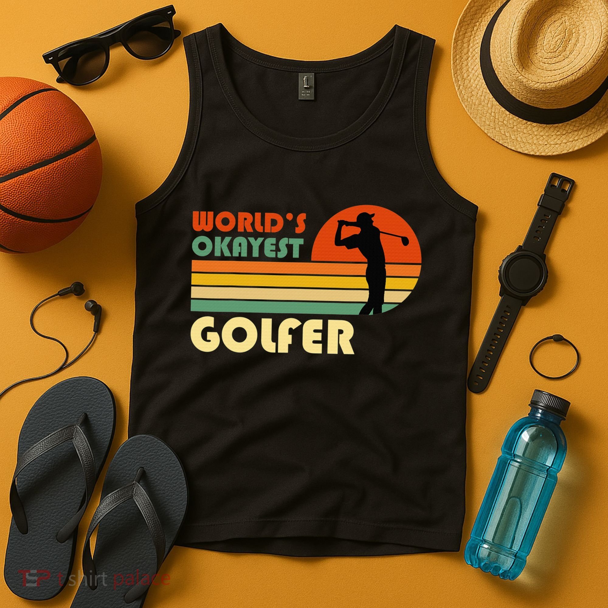 World's Okayest Golfer Funny Golf Retro Tank Top