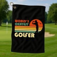 World's Okayest Golfer Funny Golf Retro Golf Towel thumb 1
