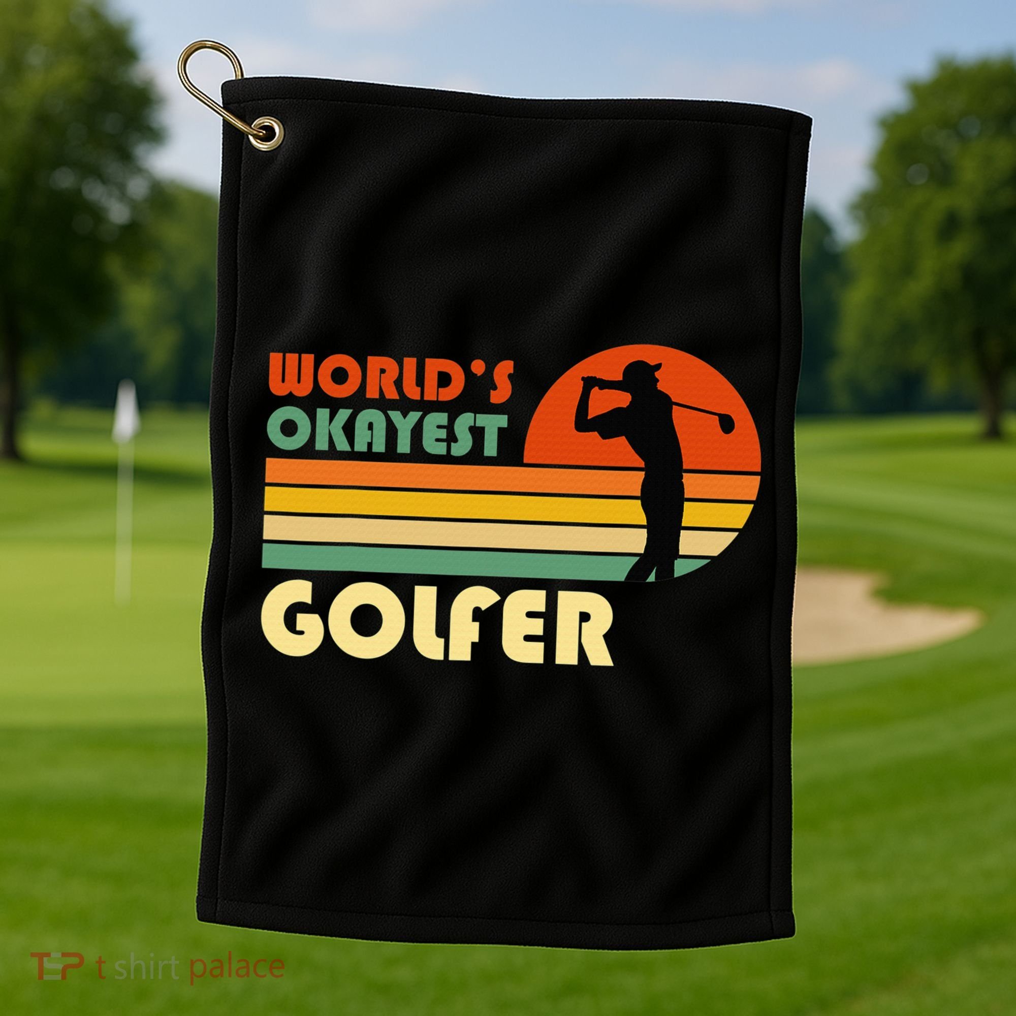World's Okayest Golfer Funny Golf Retro Golf Towel