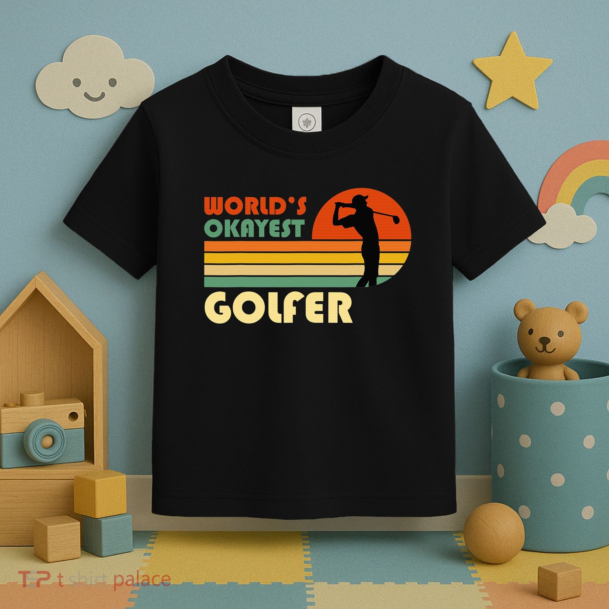 World's Okayest Golfer Funny Golf Retro Toddler T-Shirt
