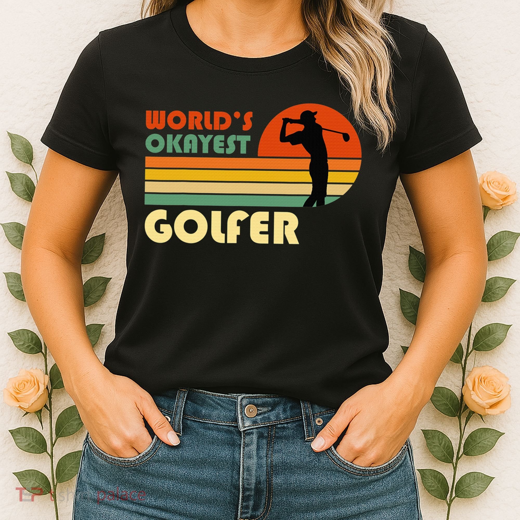 World's Okayest Golfer Funny Golf Retro Women's T-Shirt