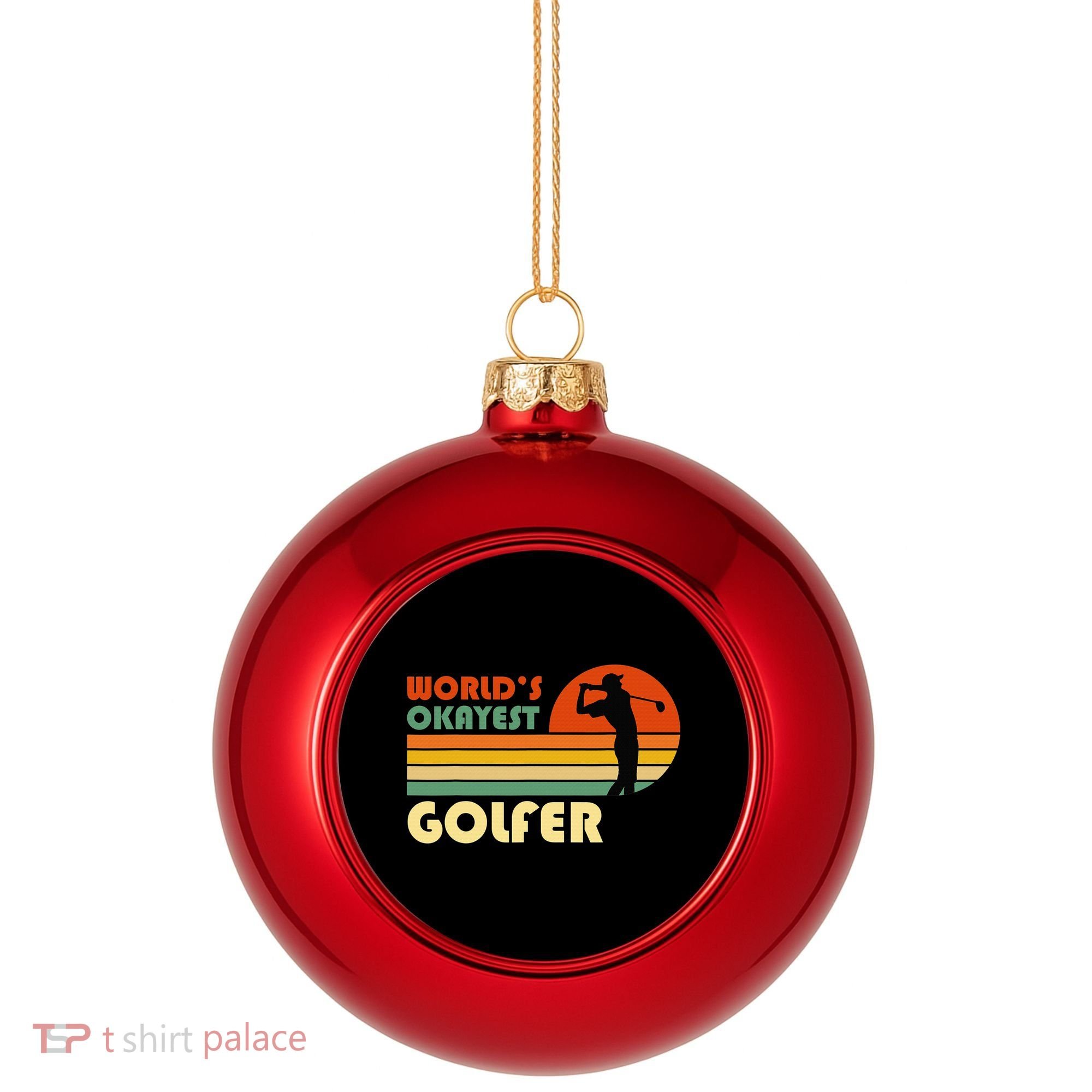 World's Okayest Golfer Funny Golf Retro Plastic Christmas Ball Ornament