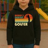 World's Okayest Golfer Funny Golf Retro Kids Hoodie thumb 3