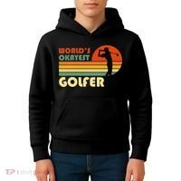 World's Okayest Golfer Funny Golf Retro Kids Hoodie thumb 4