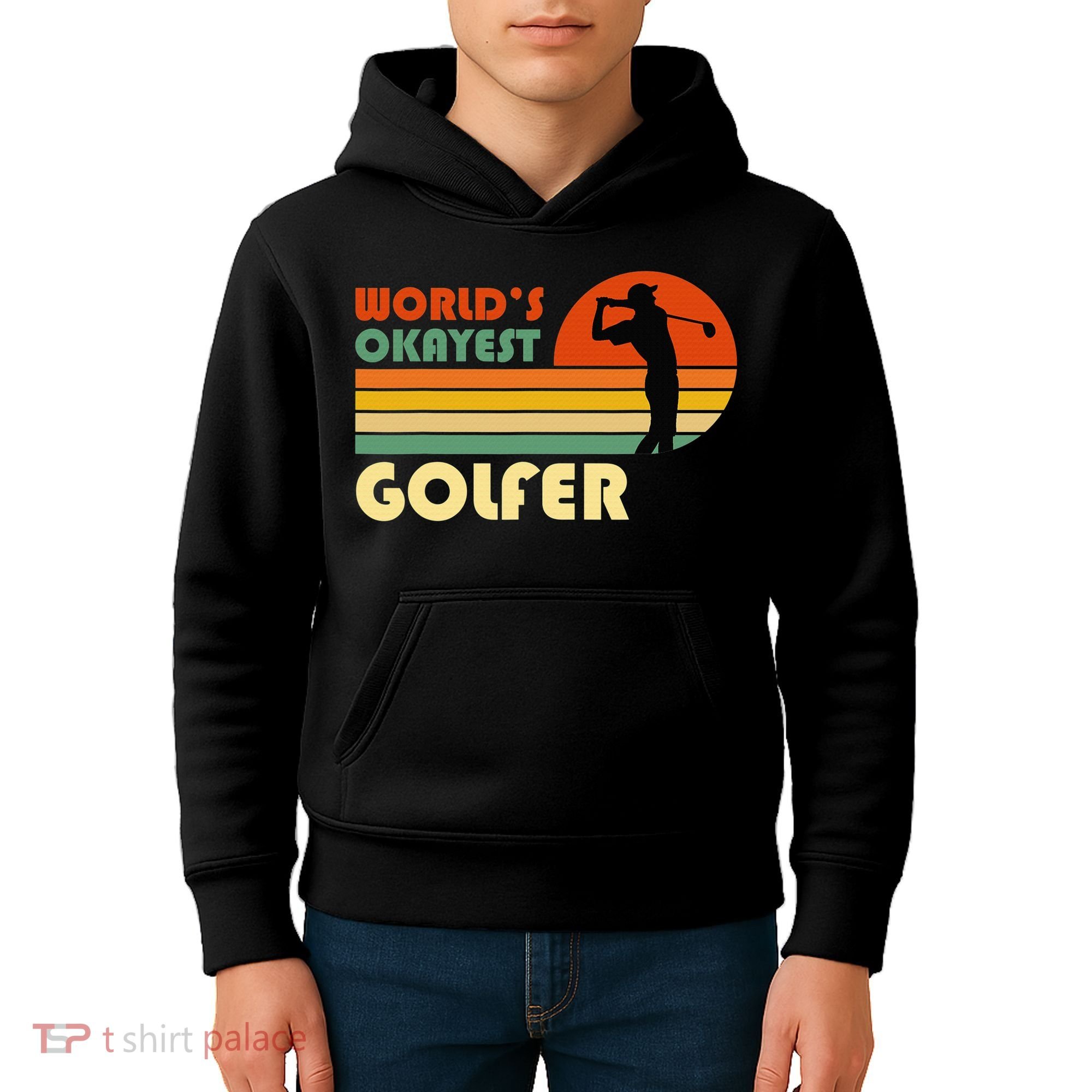 World's Okayest Golfer Funny Golf Retro Kids Hoodie