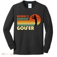 World's Okayest Golfer Funny Golf Retro Kids Long Sleeve Shirt thumb 0