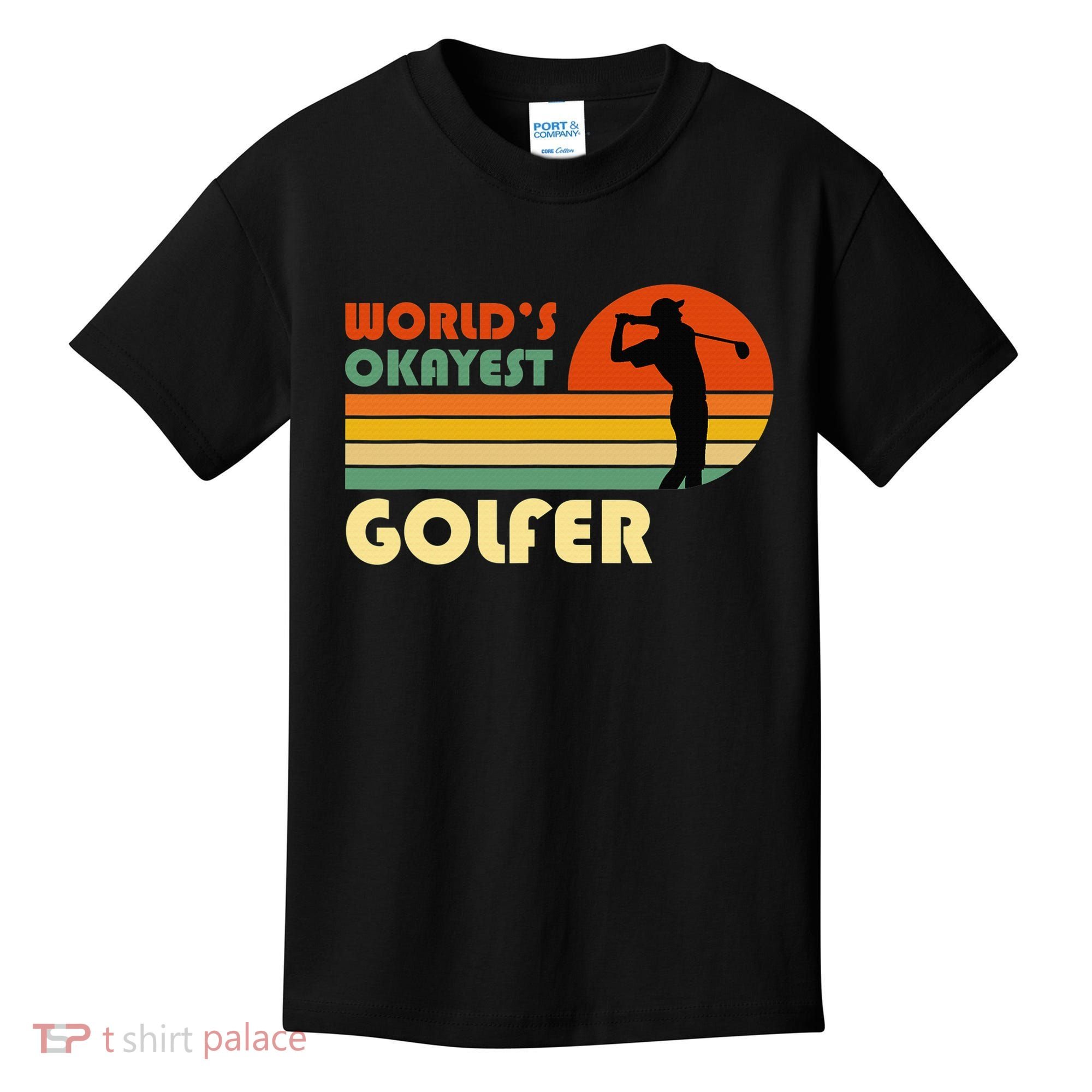 World's Okayest Golfer Funny Golf Retro Kids T-Shirt