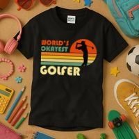 World's Okayest Golfer Funny Golf Retro Kids T-Shirt thumb 3