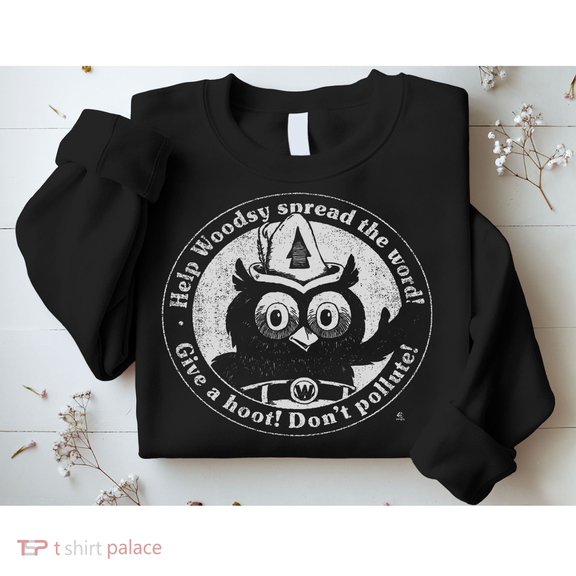 Woodsy Owl Give A Hoot Distressed And Faded Retro Sweatshirt