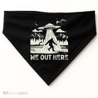 We Out Here Funny Bigfoot Mothman Cryptid Ufo Abduction USA-Made Doggie Bandana thumb 0