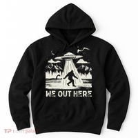 We Out Here Funny Bigfoot Mothman Cryptid Ufo Abduction Hoodie thumb 0