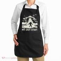 We Out Here Funny Bigfoot Mothman Cryptid Ufo Abduction Apron thumb 2