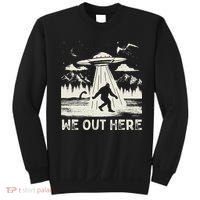We Out Here Funny Bigfoot Mothman Cryptid Ufo Abduction Sweatshirt thumb 0