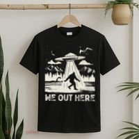 We Out Here Funny Bigfoot Mothman Cryptid Ufo Abduction T-Shirt thumb 2