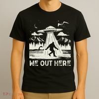 We Out Here Funny Bigfoot Mothman Cryptid Ufo Abduction T-Shirt thumb 3