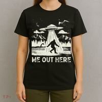 We Out Here Funny Bigfoot Mothman Cryptid Ufo Abduction T-Shirt thumb 4