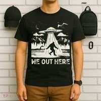We Out Here Funny Bigfoot Mothman Cryptid Ufo Abduction T-Shirt thumb 6